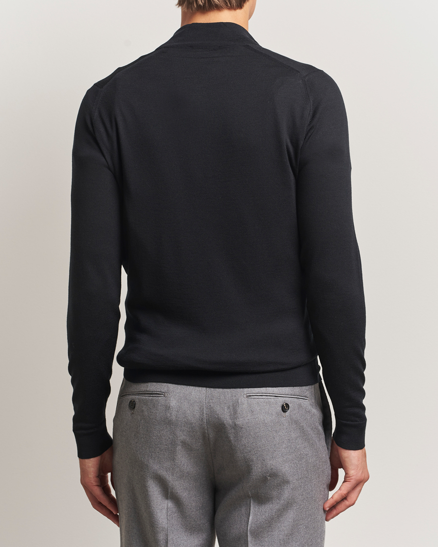 Herre | Gensere | John Smedley | Barrow Extra Fine Merino Half Zip Black