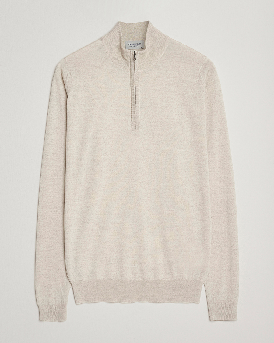 Herre | Gensere | John Smedley | Barrow Extra Fine Merino Half Zip Grey Fleece