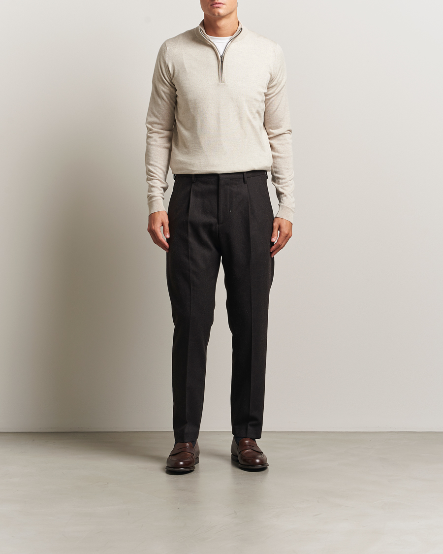 Herre | Gensere | John Smedley | Barrow Extra Fine Merino Half Zip Grey Fleece