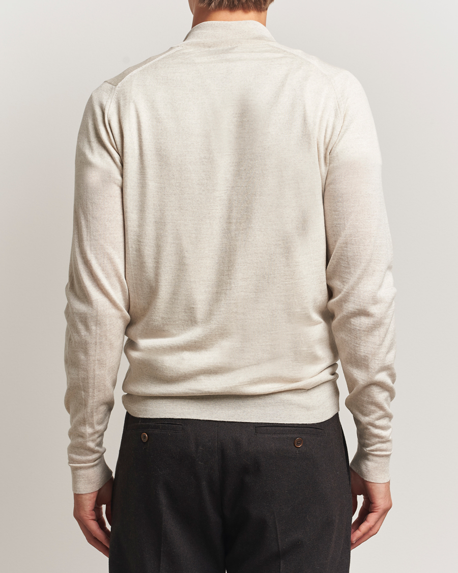 Herre | Gensere | John Smedley | Barrow Extra Fine Merino Half Zip Grey Fleece