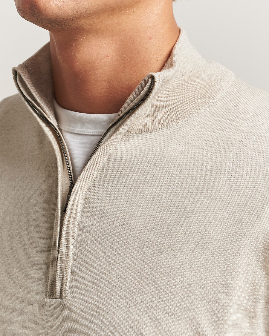 Herre | Gensere | John Smedley | Barrow Extra Fine Merino Half Zip Grey Fleece
