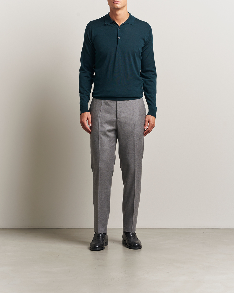 Herre | Gensere | John Smedley | Belper Extra Fine Merino Polo Pullover Richardson Green