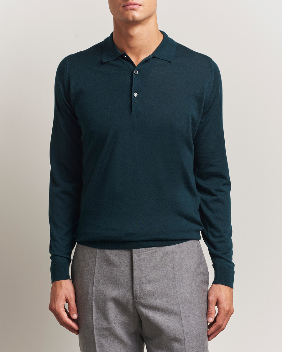 Herre | Gensere | John Smedley | Belper Extra Fine Merino Polo Pullover Richardson Green