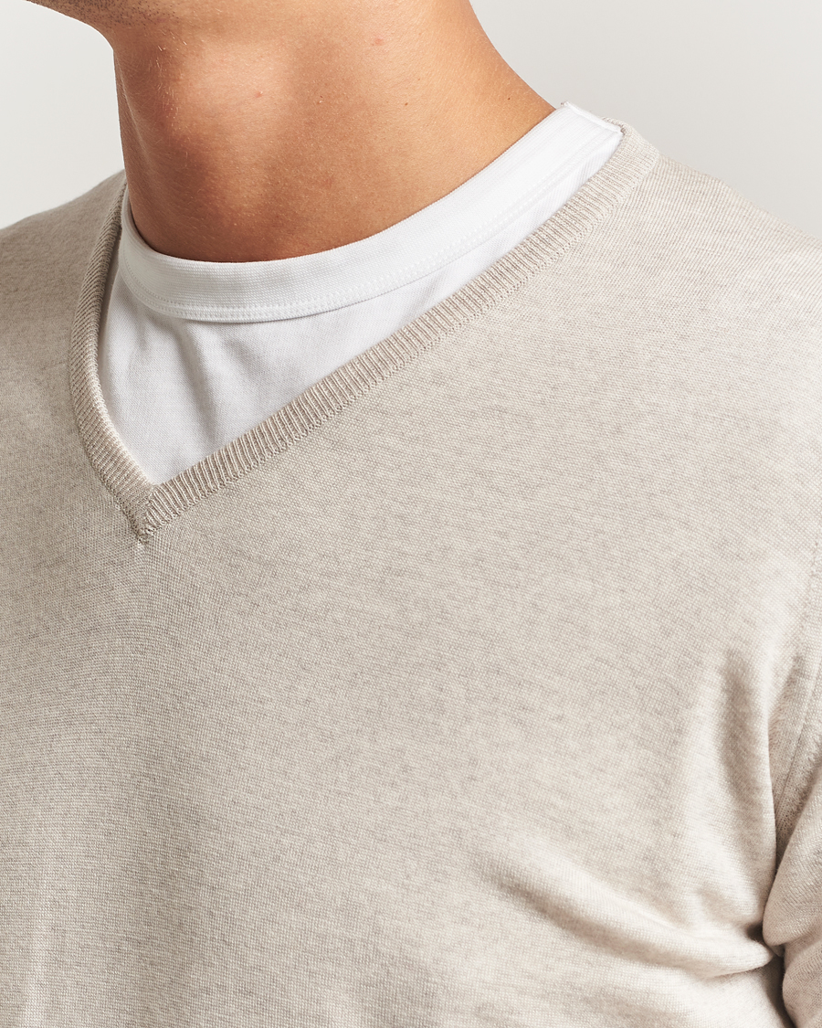 Herre | Gensere | John Smedley | Bobby Extra Fine Merino V-Neck Pullover Grey Fleece