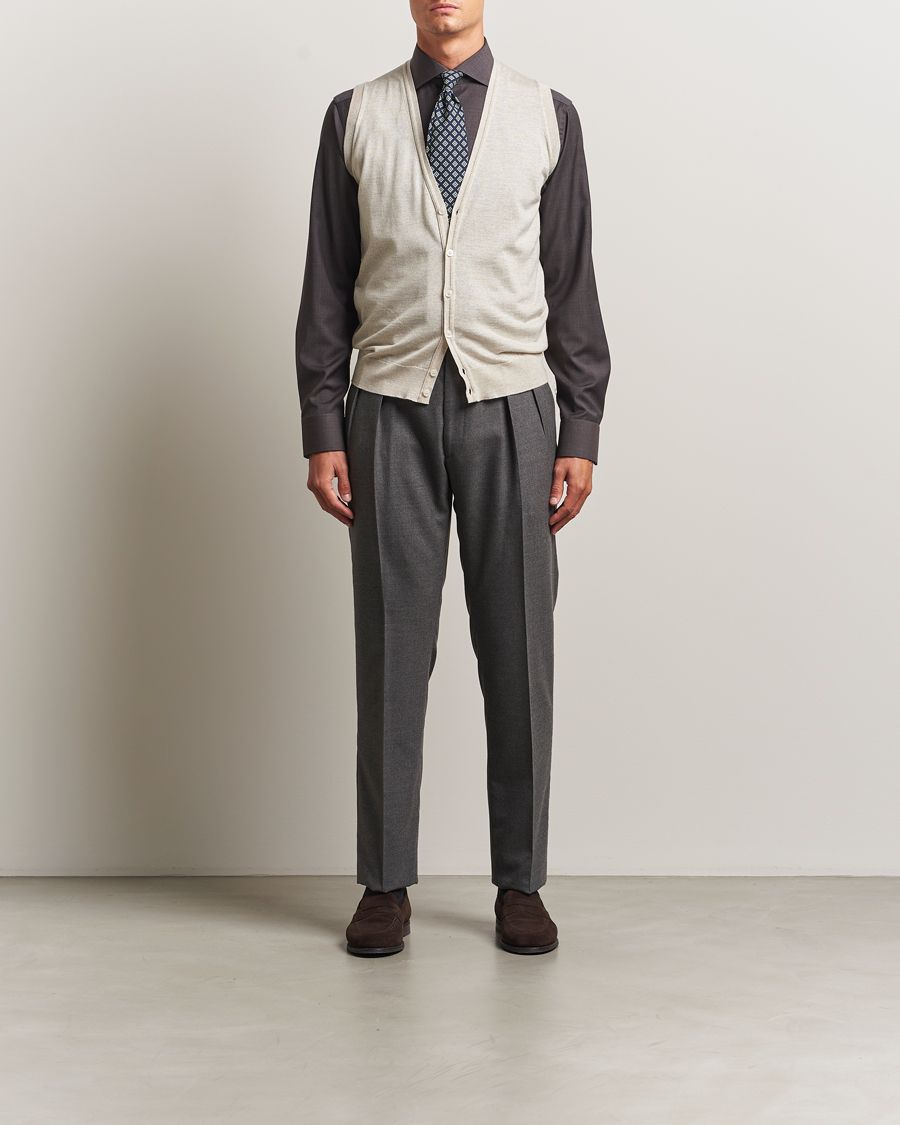 Herre | Gensere | John Smedley | Huntswood Slim Fit Waistcoat Grey Fleece