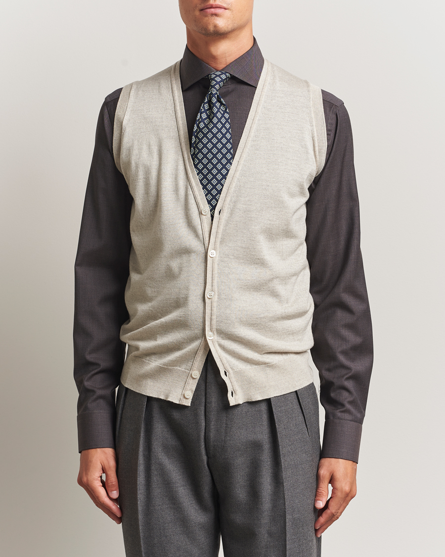 Herre | Gensere | John Smedley | Huntswood Slim Fit Waistcoat Grey Fleece