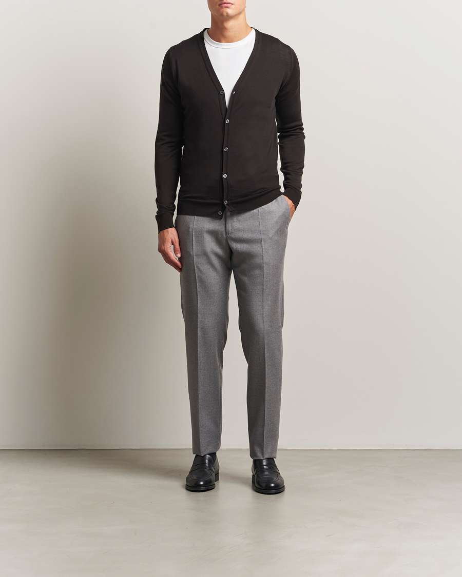 Herre | Gensere | John Smedley | Petworth Extra Fine Merino Cardigan Faulkner Brown