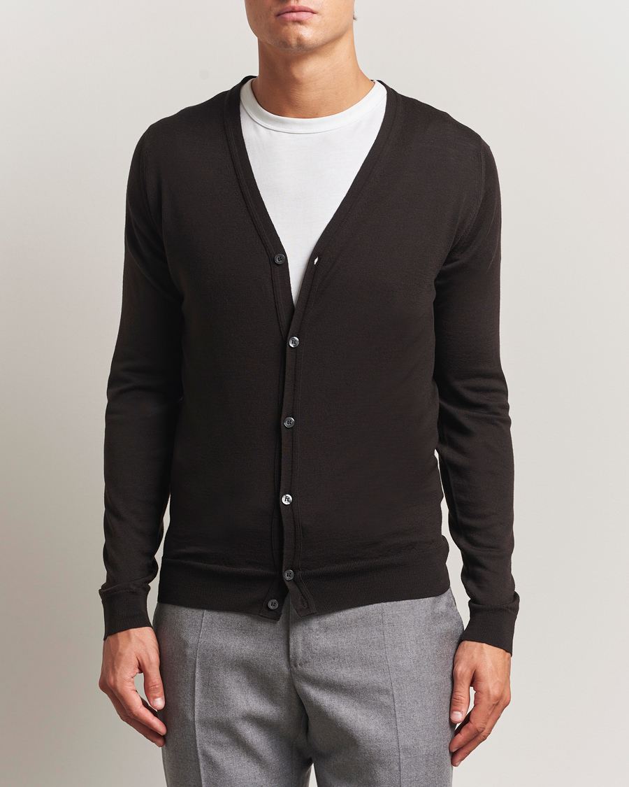 Herre | Gensere | John Smedley | Petworth Extra Fine Merino Cardigan Faulkner Brown