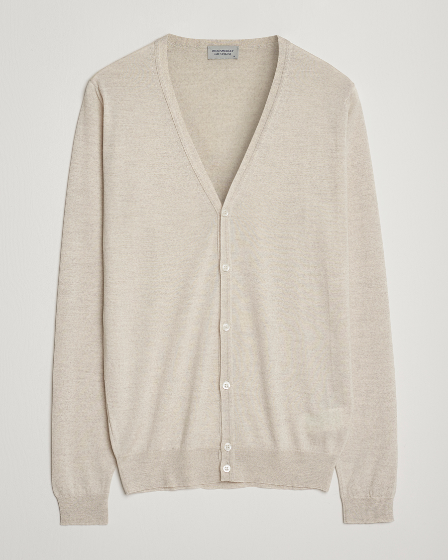 Herre | Gensere | John Smedley | Petworth Extra Fine Merino Cardigan Grey Fleece