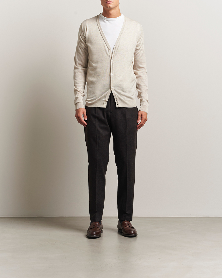Herre | Gensere | John Smedley | Petworth Extra Fine Merino Cardigan Grey Fleece