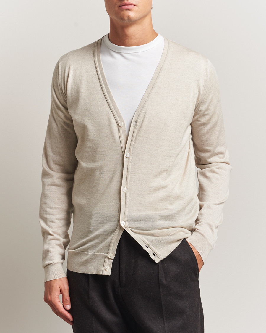 Herre | Gensere | John Smedley | Petworth Extra Fine Merino Cardigan Grey Fleece