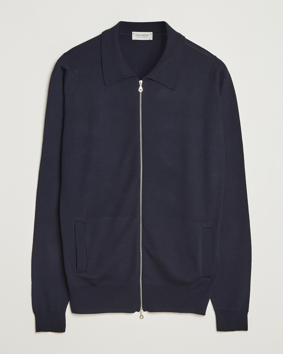 Herre | Gensere | John Smedley | Alston Extra Fine Merino Full Zip Midnight