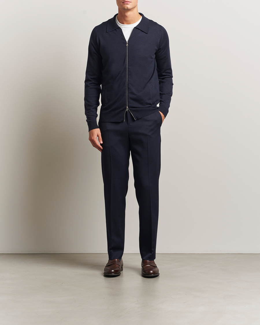 Herre | Gensere | John Smedley | Alston Extra Fine Merino Full Zip Midnight