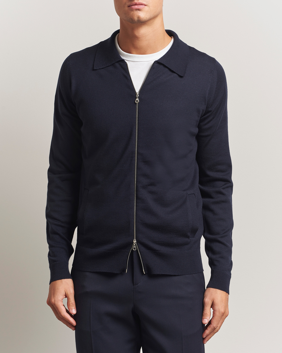 Herre | Gensere | John Smedley | Alston Extra Fine Merino Full Zip Midnight
