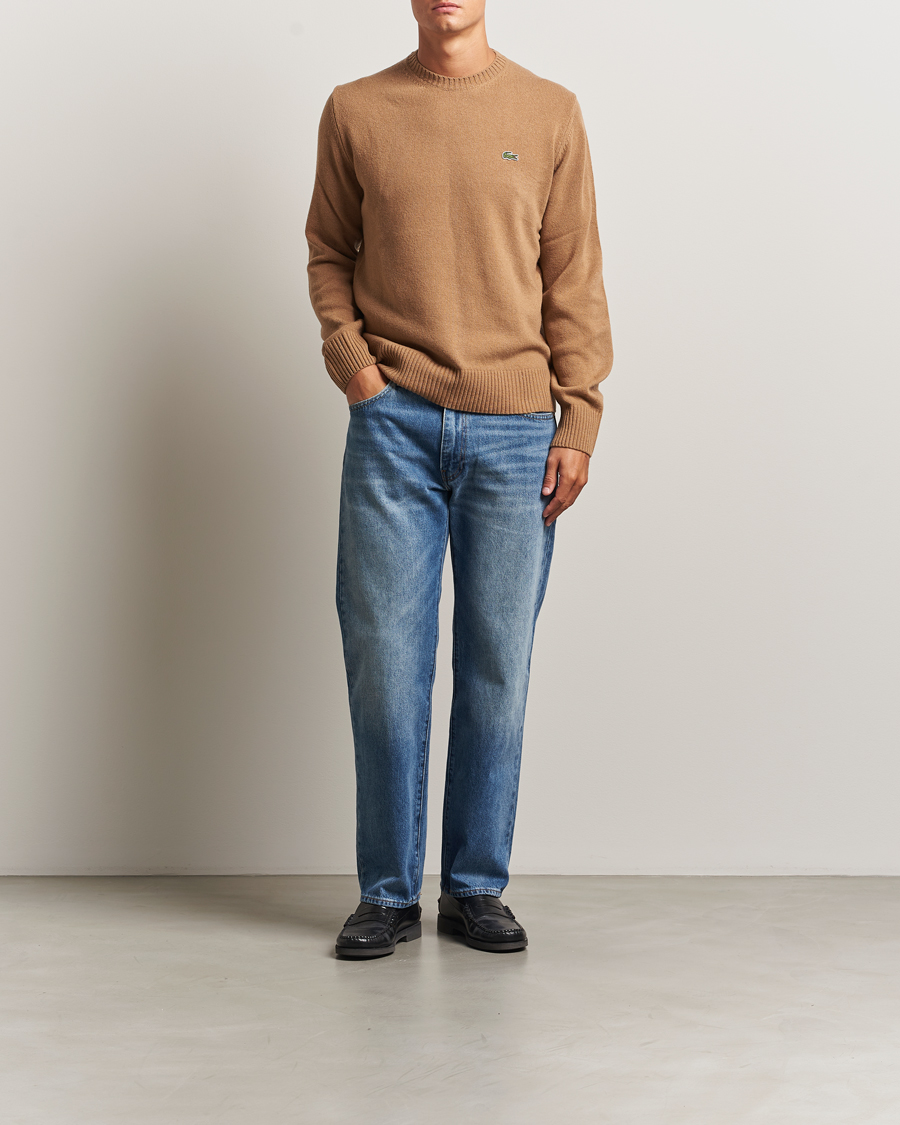 Herre | Gensere | Lacoste | Carded Wool Crew Neck Datte Chine