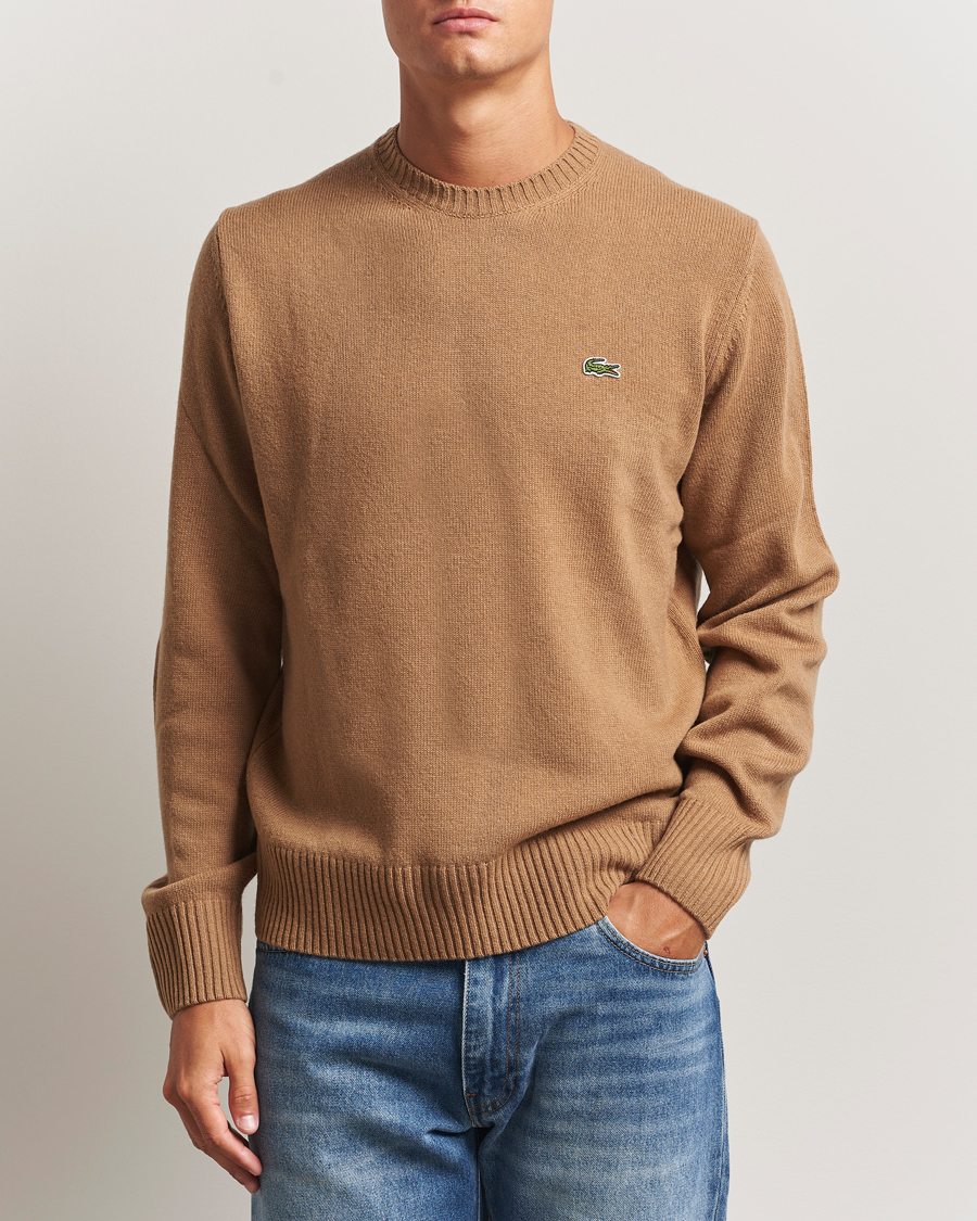 Herre | Gensere | Lacoste | Carded Wool Crew Neck Datte Chine