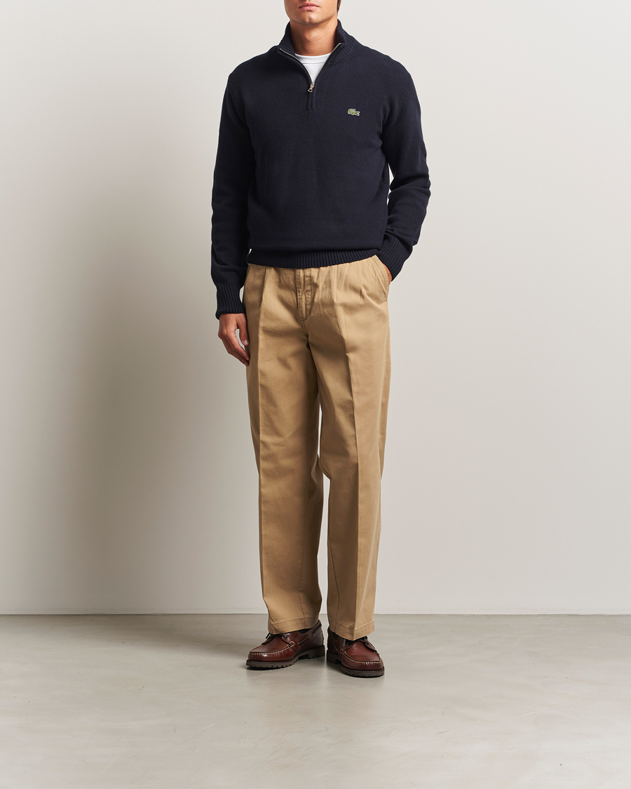 Herre | Gensere | Lacoste | Carded Wool Half Zip Navy