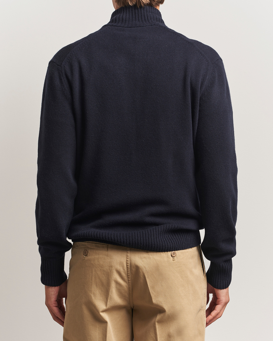 Herre | Gensere | Lacoste | Carded Wool Half Zip Navy