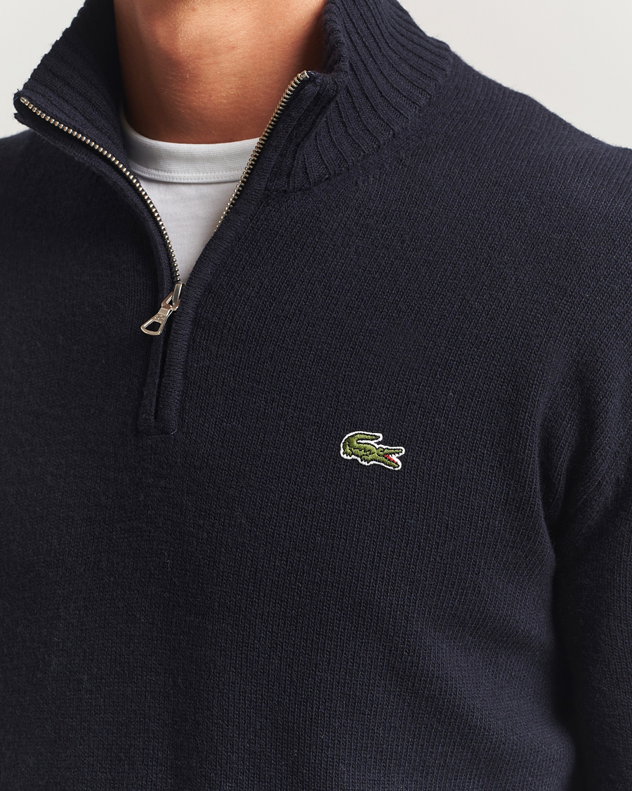 Herre | Gensere | Lacoste | Carded Wool Half Zip Navy