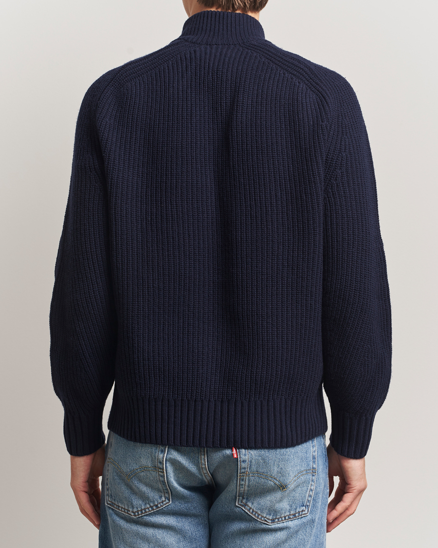 Herre | Gensere | Lacoste | Heavy Knitted Wool Half Zip Navy