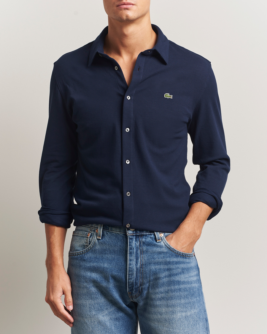Herre | Skjorter | Lacoste | Slim Fit Cotton Piqué Shirt Navy