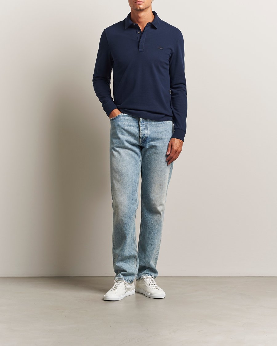 Herre | Pikéer | Lacoste | Paris Long Sleeve Polo Piké Navy Blue