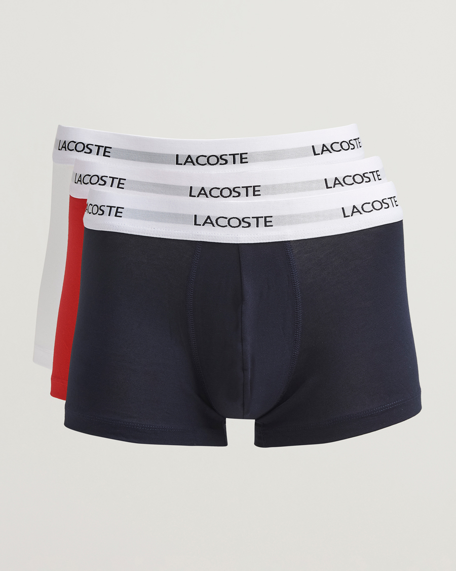 Herre | Undertøy | Lacoste | 3-Pack Stretch Cotton Trunks Navy/White/Red