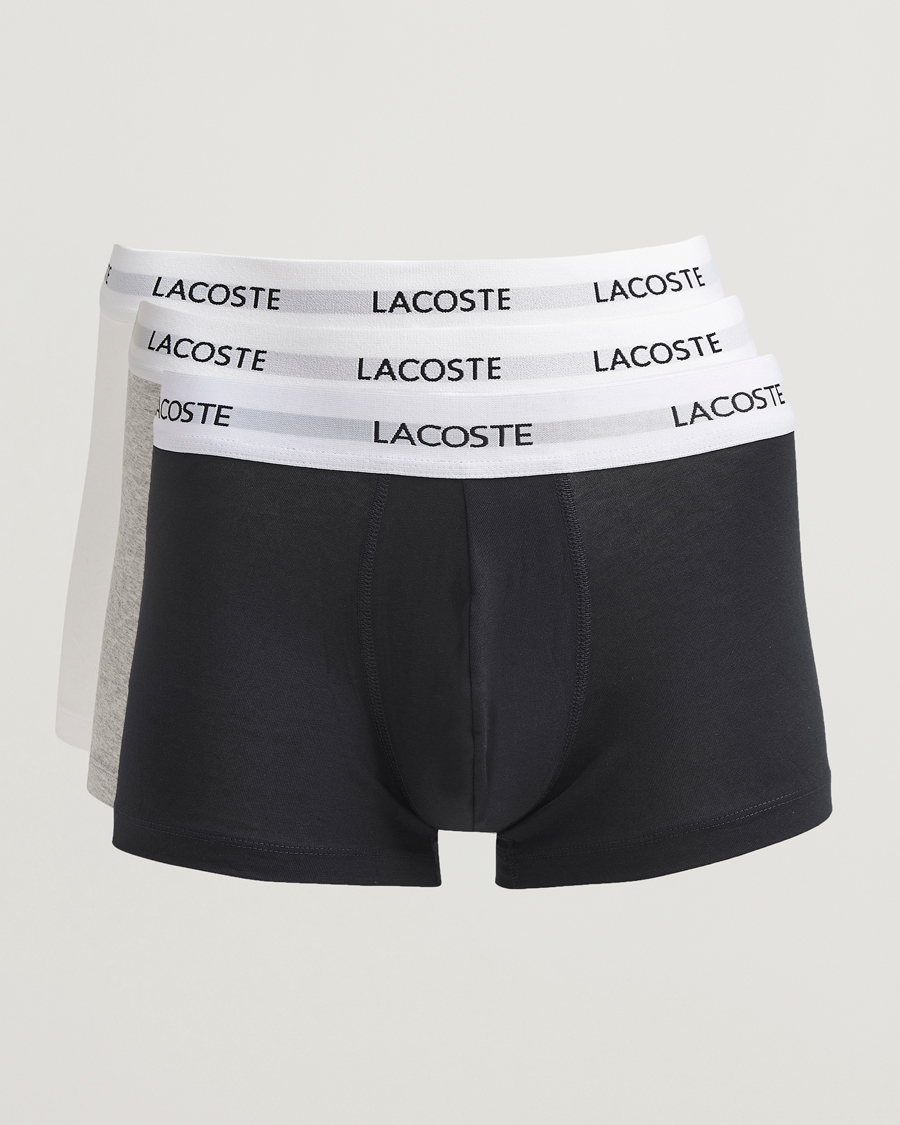 Herre | Undertøy | Lacoste | 3-Pack Stretch Cotton Trunks Black/White/Grey