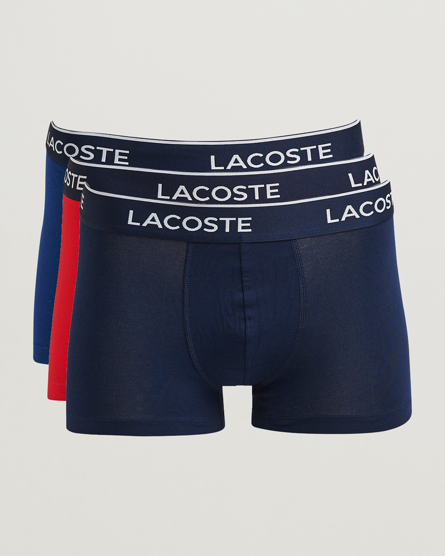 Herre | Undertøy | Lacoste | 3-Pack Stretch Cotton Trunks Navy/Blue/Red