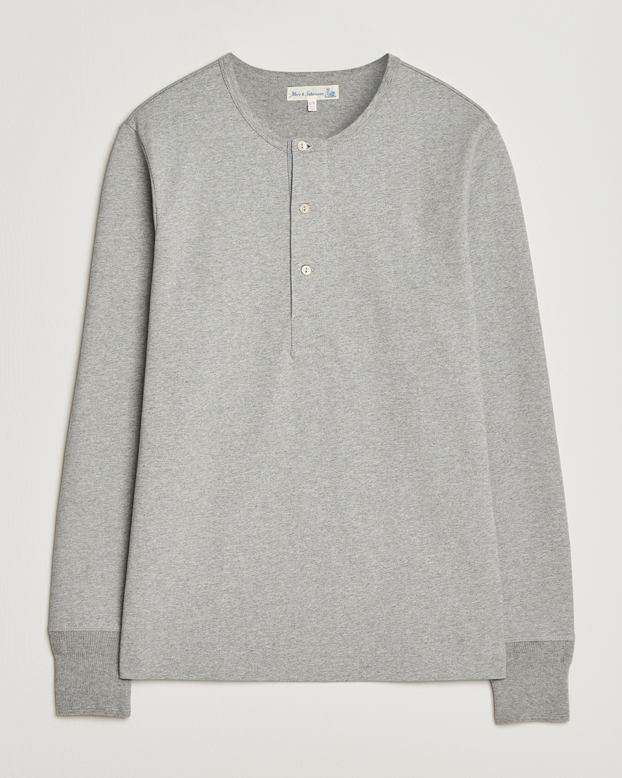 Herre | Gensere | Merz b. Schwanen | Classic Fit Sturdy Organic Cotton Henley Grey Melange