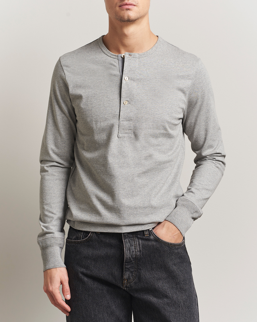 Herre | Gensere | Merz b. Schwanen | Classic Fit Sturdy Organic Cotton Henley Grey Melange