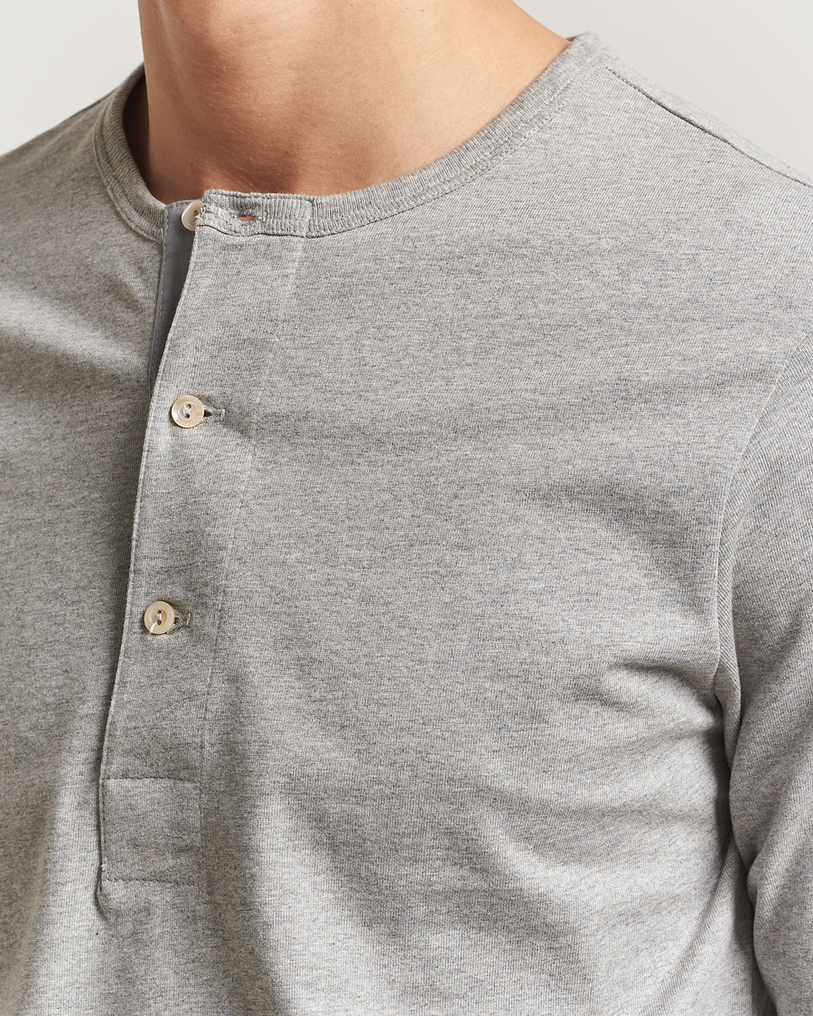 Herre | Gensere | Merz b. Schwanen | Classic Fit Sturdy Organic Cotton Henley Grey Melange