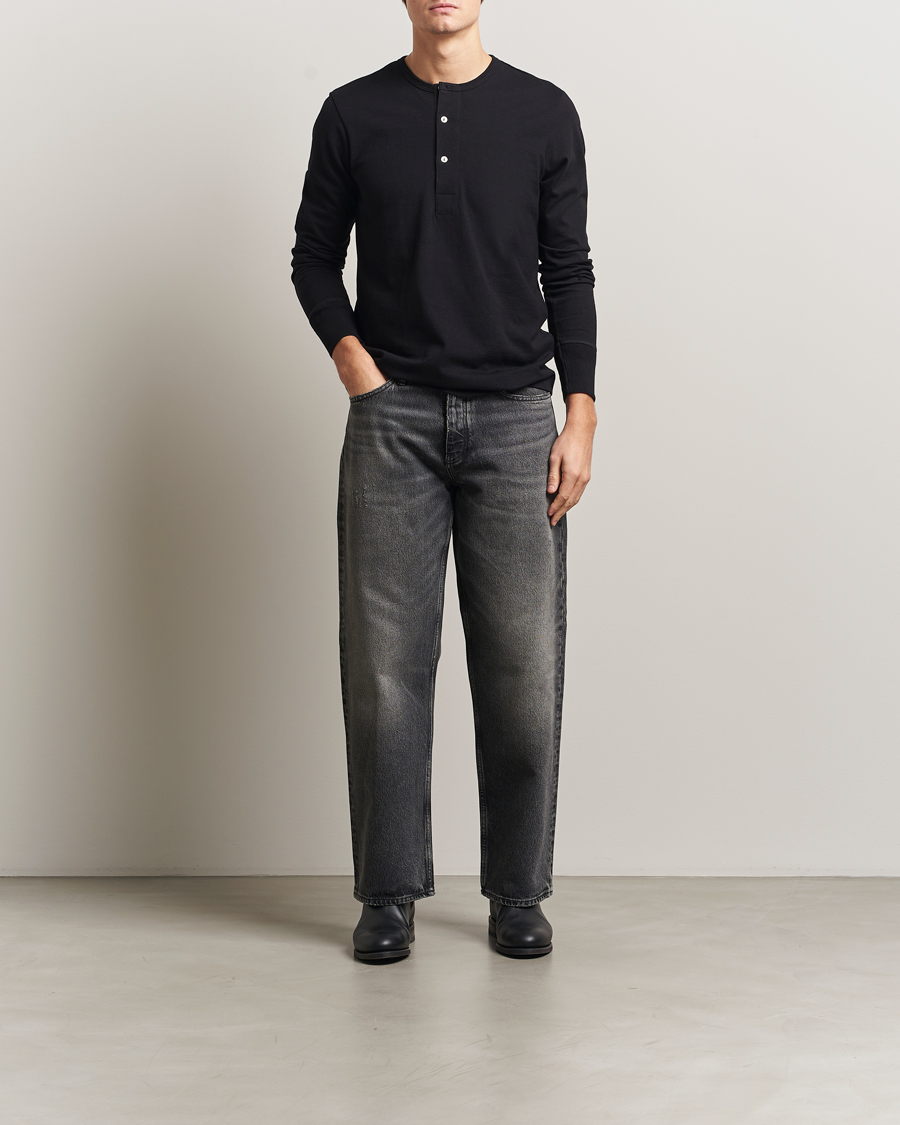 Herre | Gensere | Merz b. Schwanen | Classic Fit Sturdy Organic Cotton Henley Black