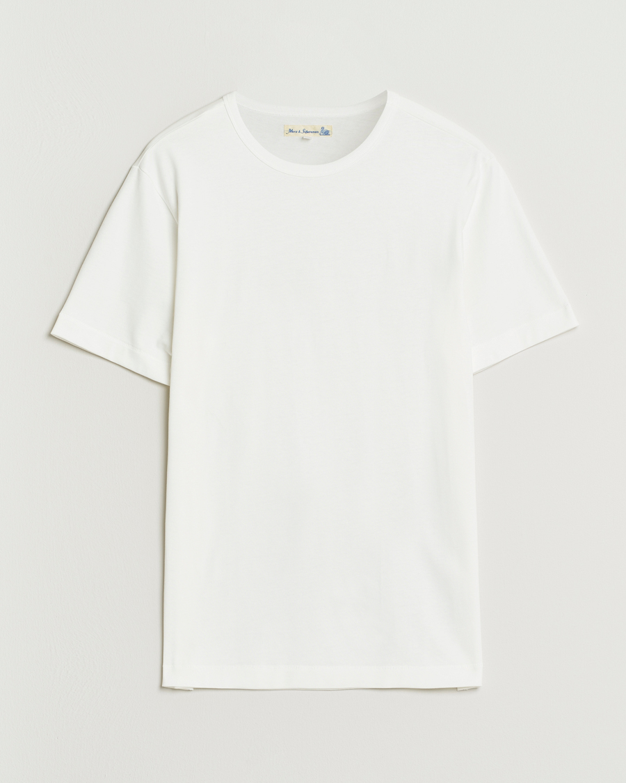 Herre | T-Shirts | Merz b. Schwanen | Classic Fit Sturdy Loopwheeled T-Shirt White
