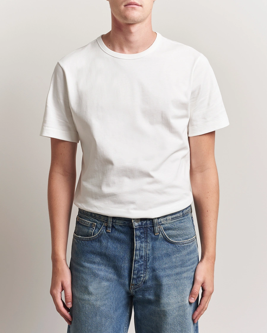 Herre | T-Shirts | Merz b. Schwanen | Classic Fit Sturdy Loopwheeled T-Shirt White