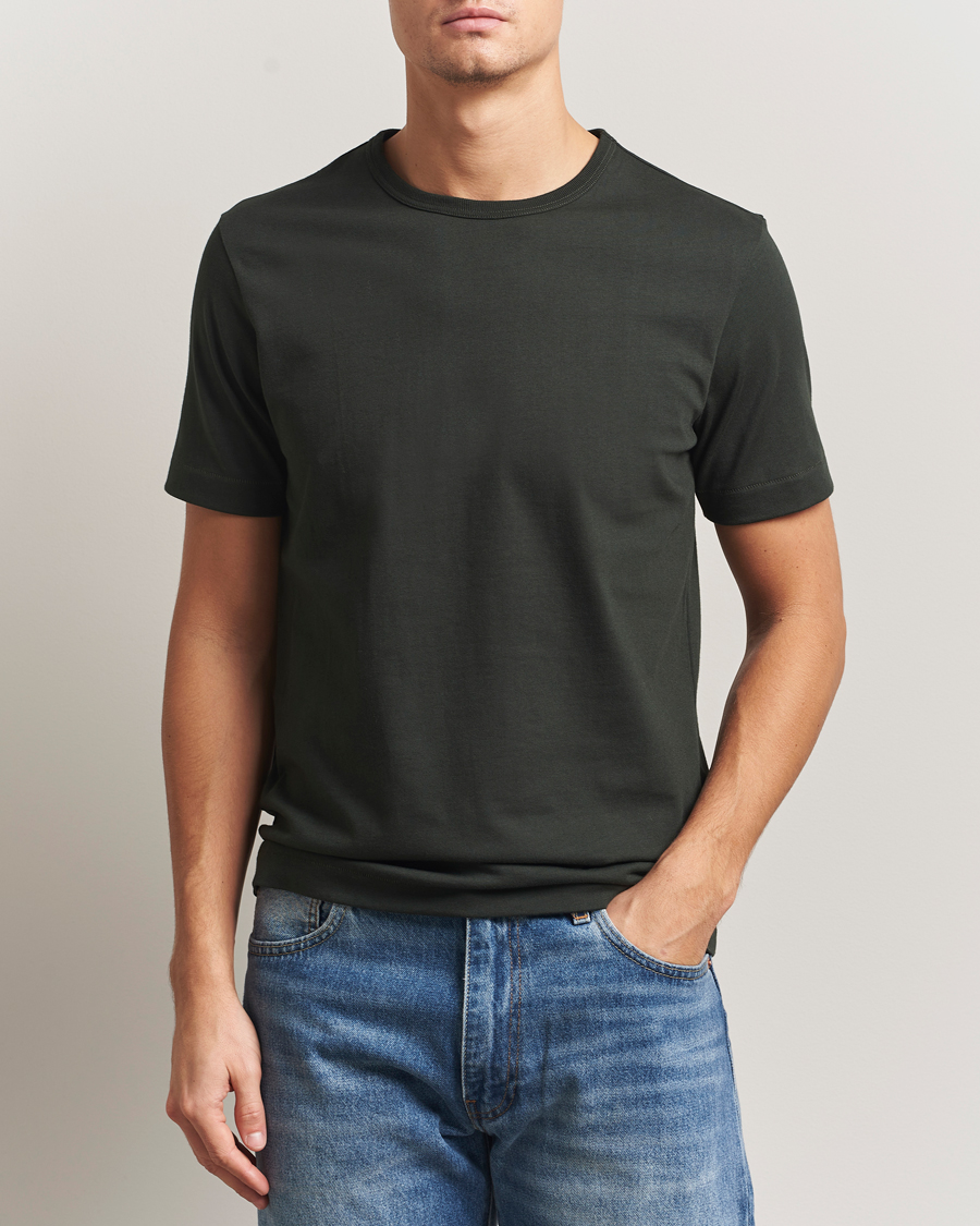 Herre | T-Shirts | Merz b. Schwanen | Classic Fit Sturdy T-Shirt Forest Green