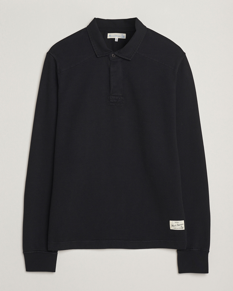 Herre | Gensere | Merz b. Schwanen | Relaxed Fit Vintage Cotton Rugby Shirt Black
