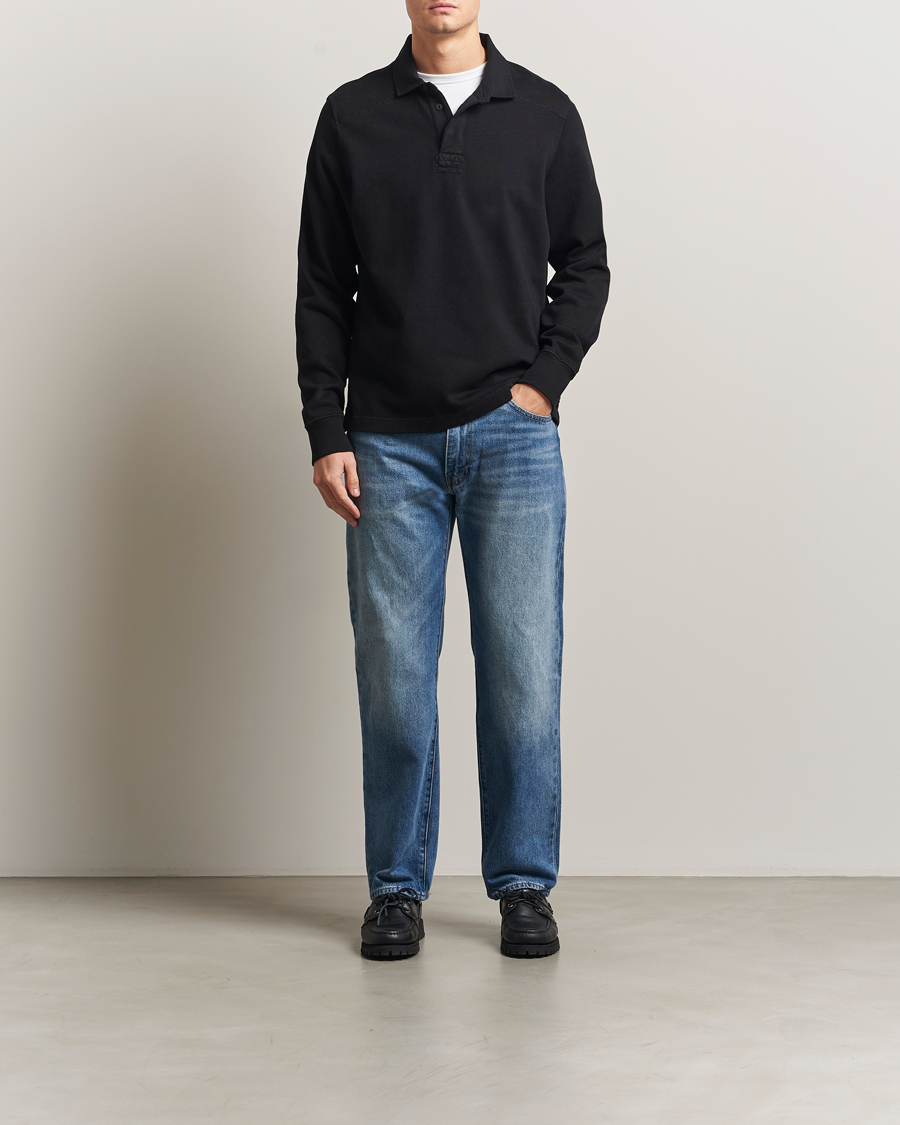 Herre | Gensere | Merz b. Schwanen | Relaxed Fit Vintage Cotton Rugby Shirt Black