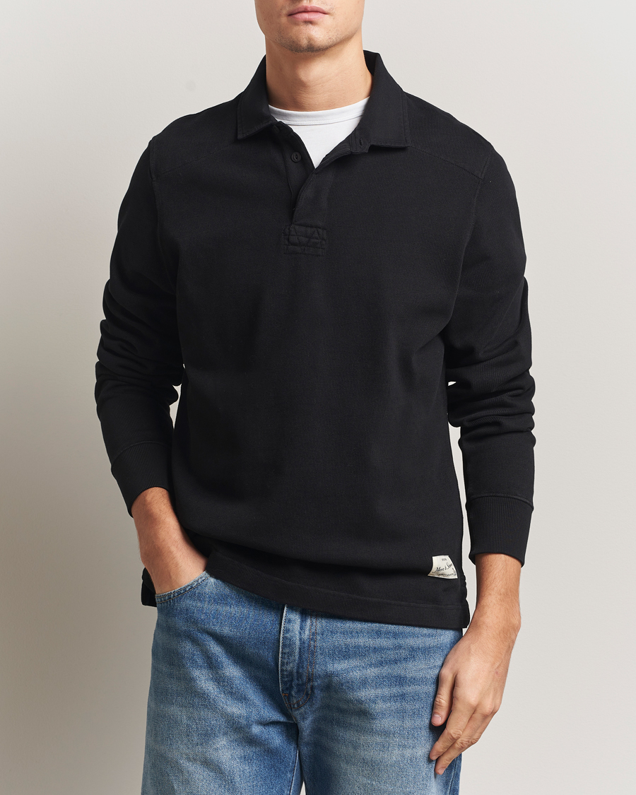 Herre | Gensere | Merz b. Schwanen | Relaxed Fit Vintage Cotton Rugby Shirt Black