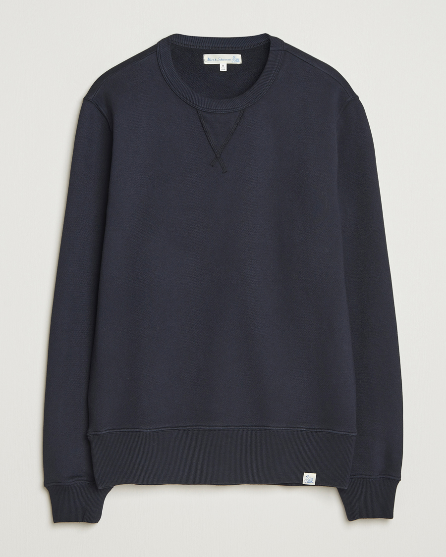 Herre | Gensere | Merz b. Schwanen | Relaxed Fit Vintage Cotton Sweatshirt Dark Navy