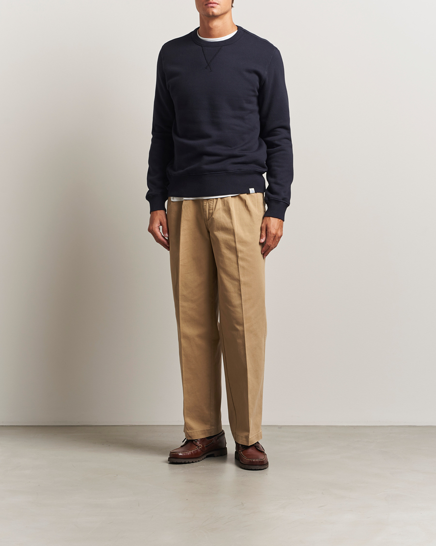 Herre | Gensere | Merz b. Schwanen | Relaxed Fit Vintage Cotton Sweatshirt Dark Navy