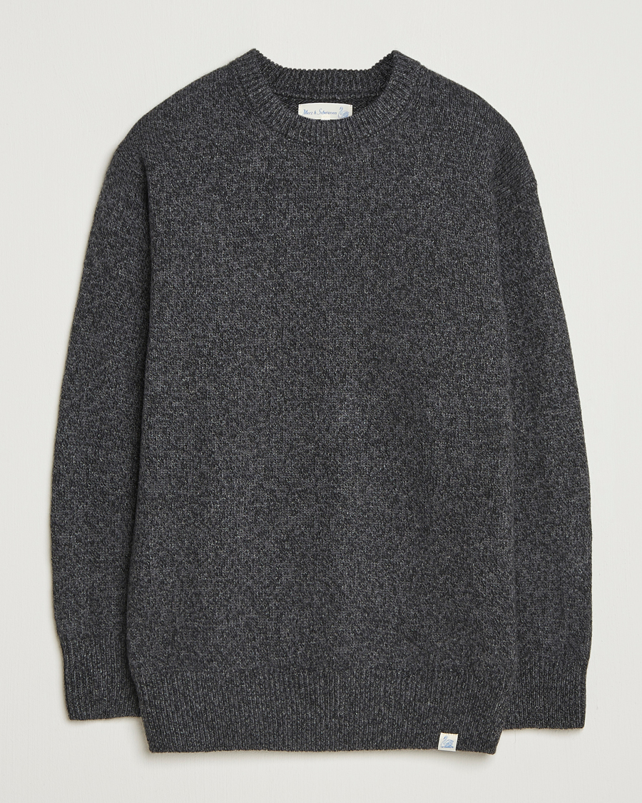 Herre | Gensere | Merz b. Schwanen | Merino/Cashmere Knitted Sweater Dark Grey Melange