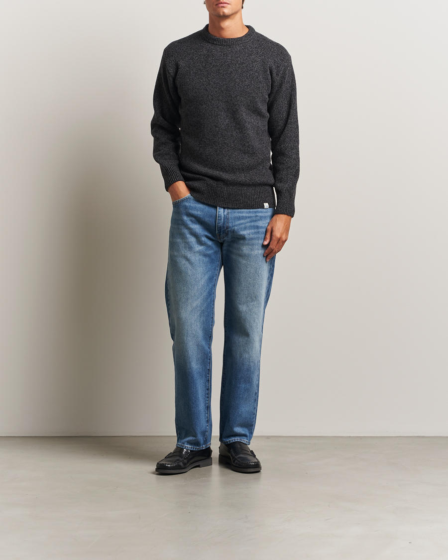 Herre | Gensere | Merz b. Schwanen | Merino/Cashmere Knitted Sweater Dark Grey Melange