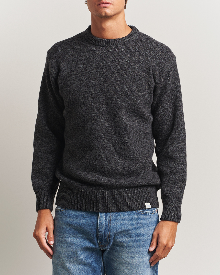 Herre | Gensere | Merz b. Schwanen | Merino/Cashmere Knitted Sweater Dark Grey Melange