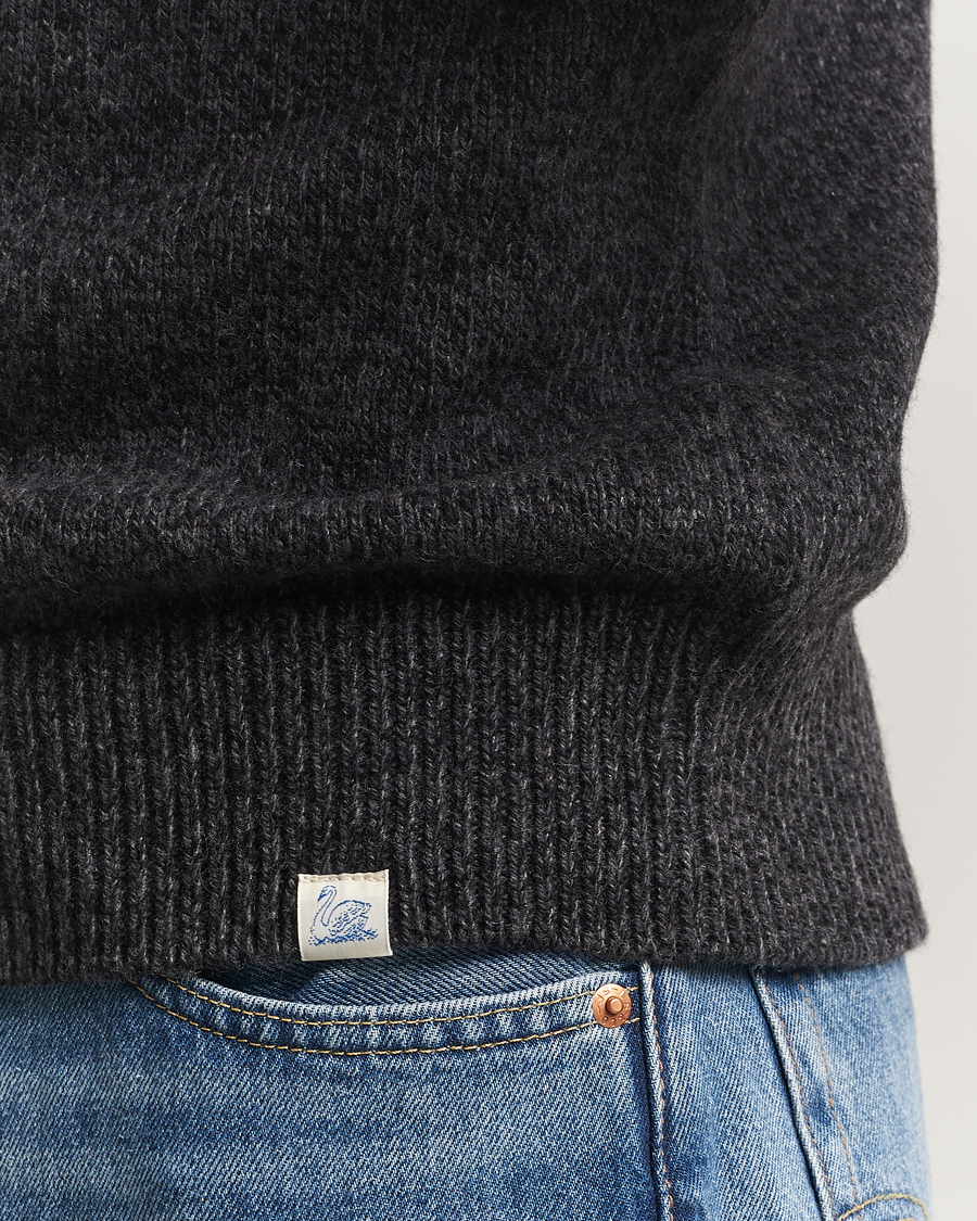 Herre | Gensere | Merz b. Schwanen | Merino/Cashmere Knitted Sweater Dark Grey Melange