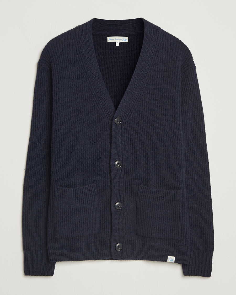 Herre | Gensere | Merz b. Schwanen | Merino/Cashmere Knitted Cardigan Dark Navy