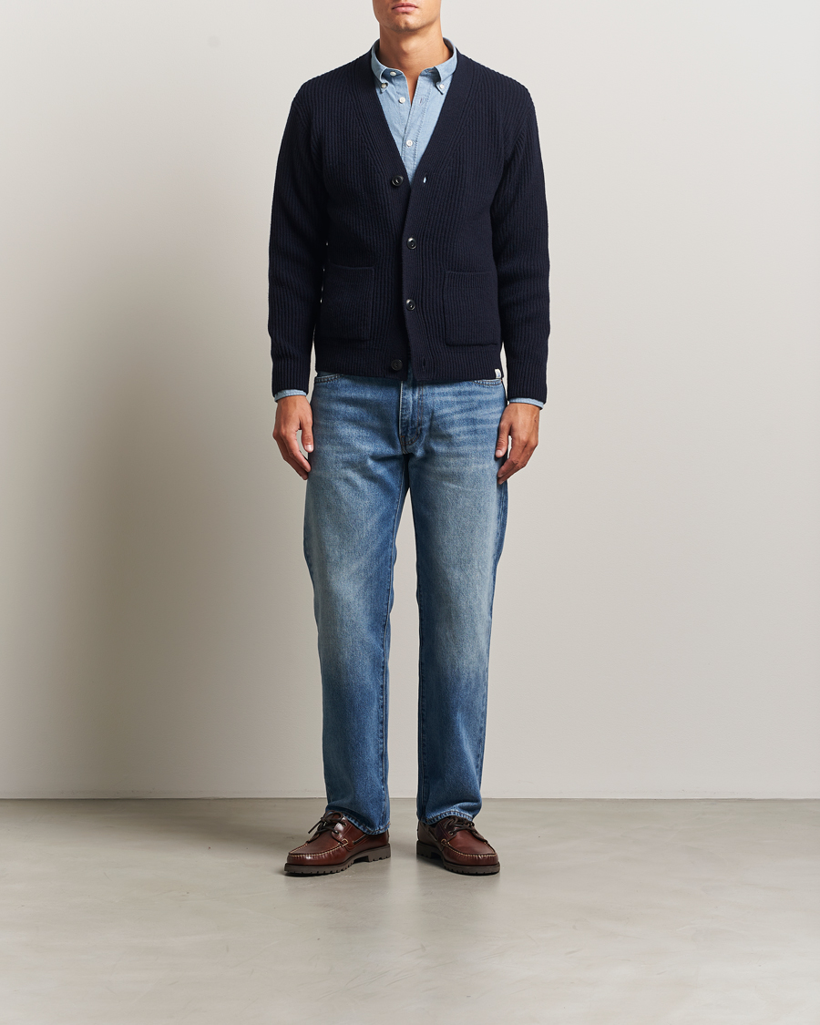 Herre | Gensere | Merz b. Schwanen | Merino/Cashmere Knitted Cardigan Dark Navy