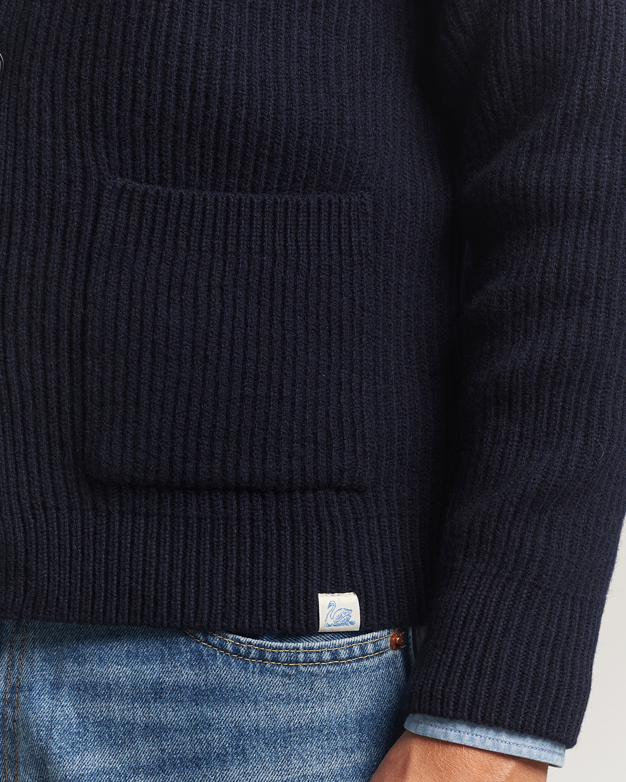Herre | Gensere | Merz b. Schwanen | Merino/Cashmere Knitted Cardigan Dark Navy