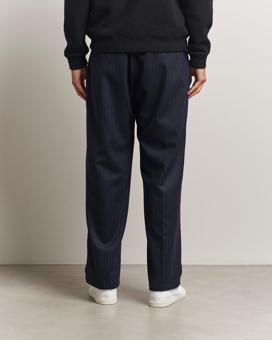Herre | Bukser | NN07 | Kay Wool Pleated Pinstriped Trousers Navy Blue