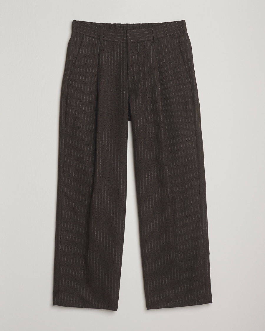 Herre | Bukser | NN07 | Kay Wool Pleated Pinstriped Trousers Brown